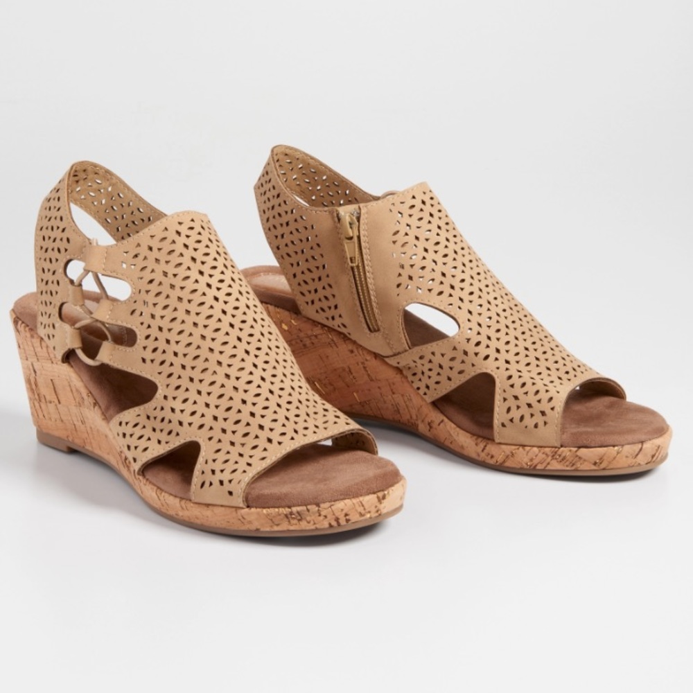 Evelyn laser cut cork wedge
